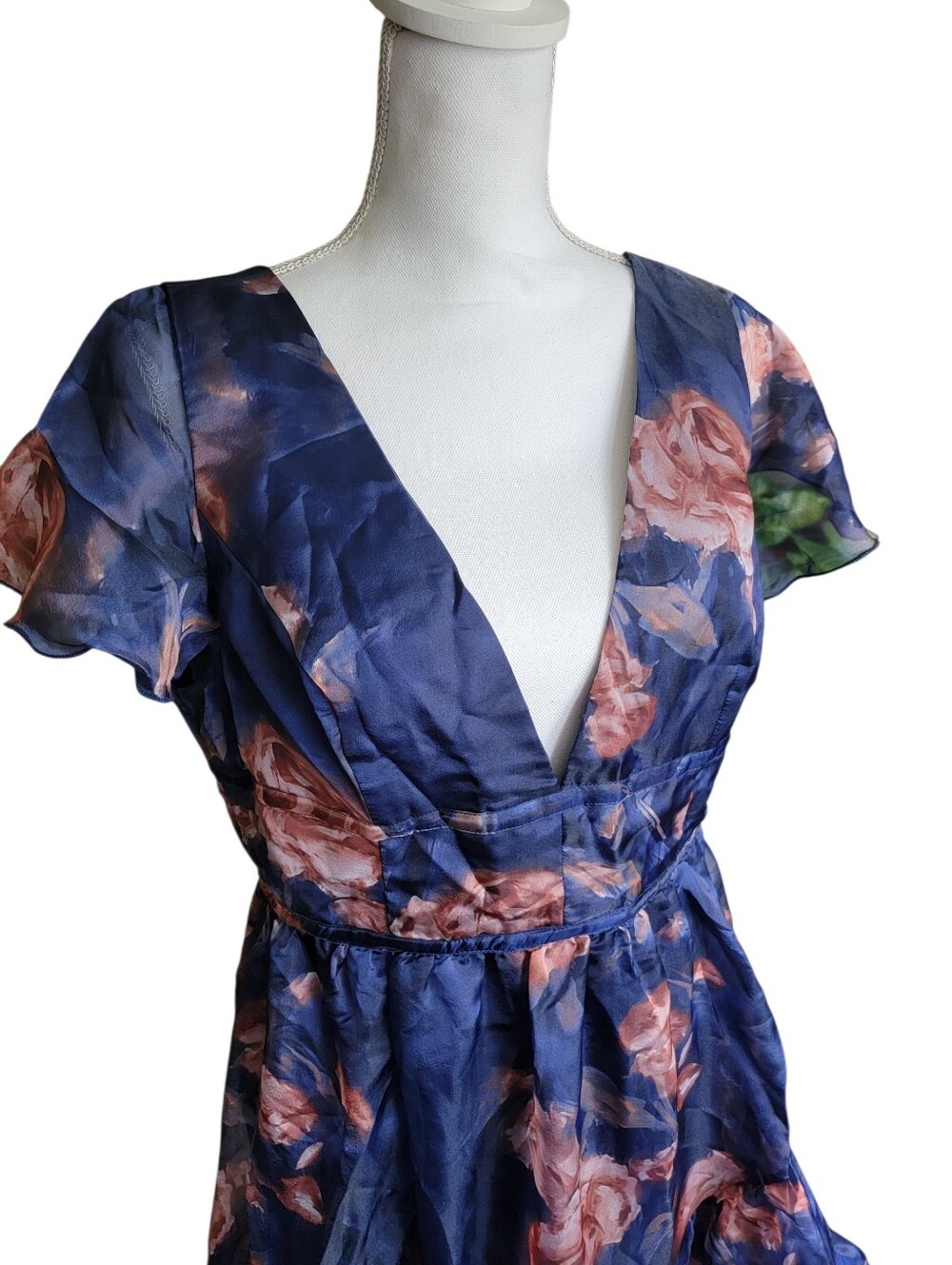 Lulus Floral Navy V-Neck Ruffle Midi Dress - Picture 6 of 13